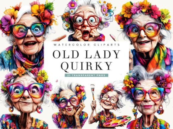 Download Watercolor Old Lady Quirky Clipart - Quirky clipart Collection
